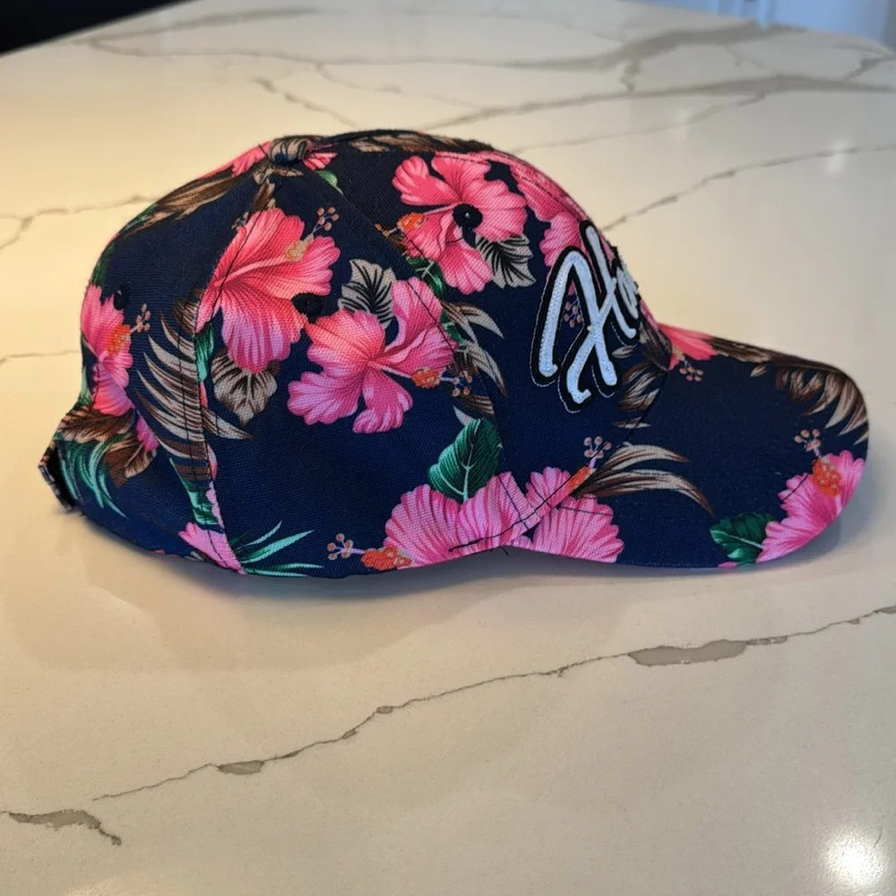 Hawaii Floral‎ Hat Cap - Navy Pink Brown Green Floral - Hawaii - NWOT